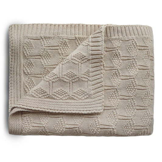 Mushie Deken - Knitted Blanket Honeycomb - Beige