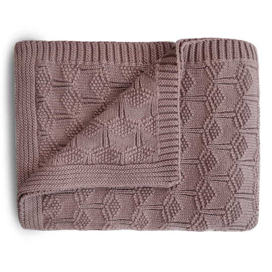 Mushie Deken - Knitted Blanket Honeycomb - Desert Rose