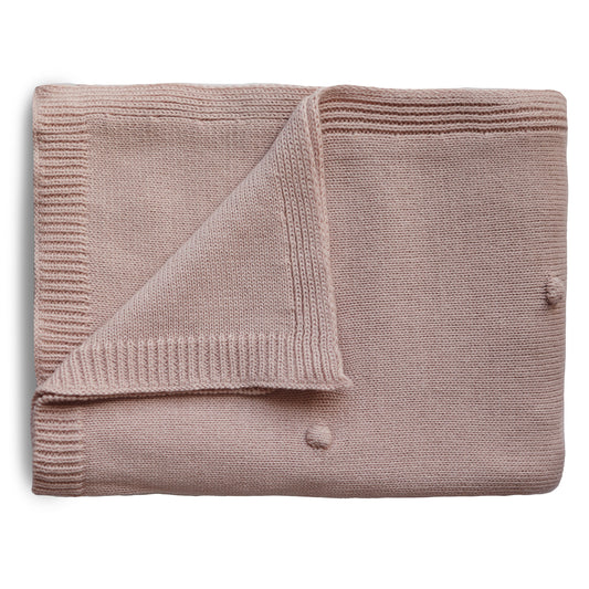 Mushie Deken - Knitted Blanket Textured Dots - Blush