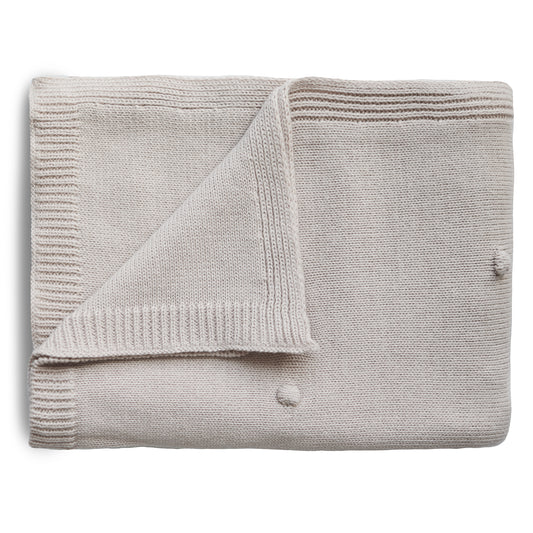 Mushie Deken - Knitted Blanket Textured Dots - White Melange
