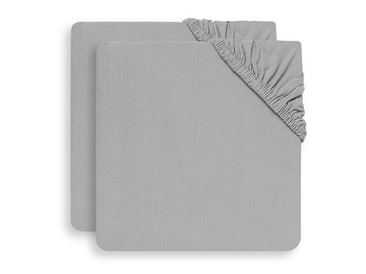 Jollein Spannbettlaken Wiege Jersey 40x80/90cm - Soft Grey - 2 Stück