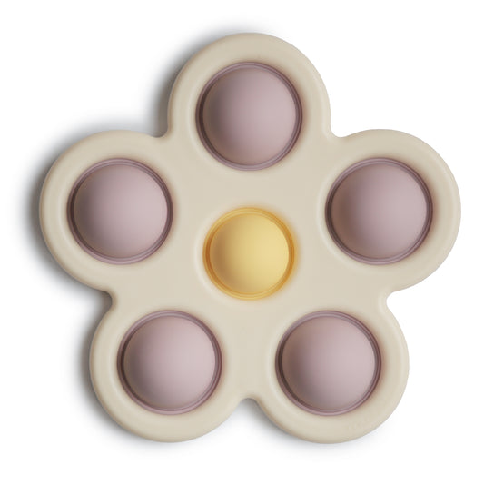 Mushie Bloem Press Toy - Soft Lilac / Narzisse / Elfenbein