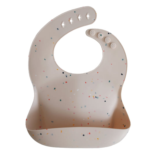 Mushie Silikon-Lätzchen mit Aufdruck - Vanilla Confetti